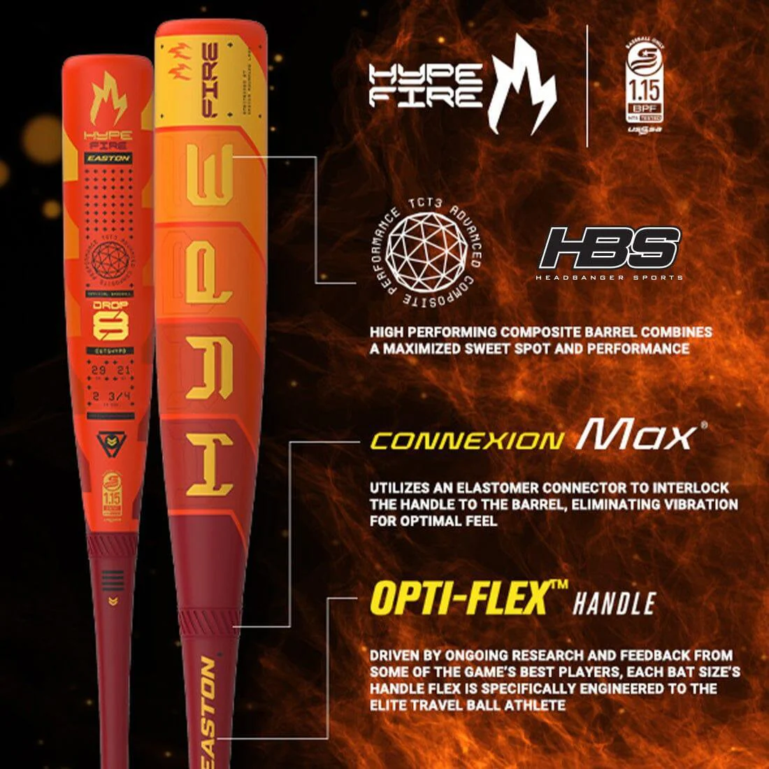 2025 Easton Hype Fire 2 3/4" USSSA Baseball Bat: -10, -8, -5 - Image 4